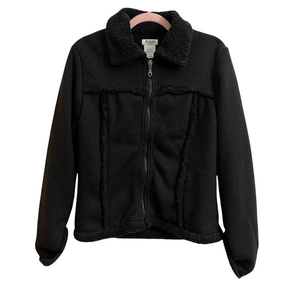 Roots Canada Black Full Zip Up Gender Free Sweatshirt - Picture 1 of 7